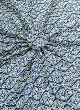 Pure Cotton Cambric Indigo Color Iqat Block Print Fabric